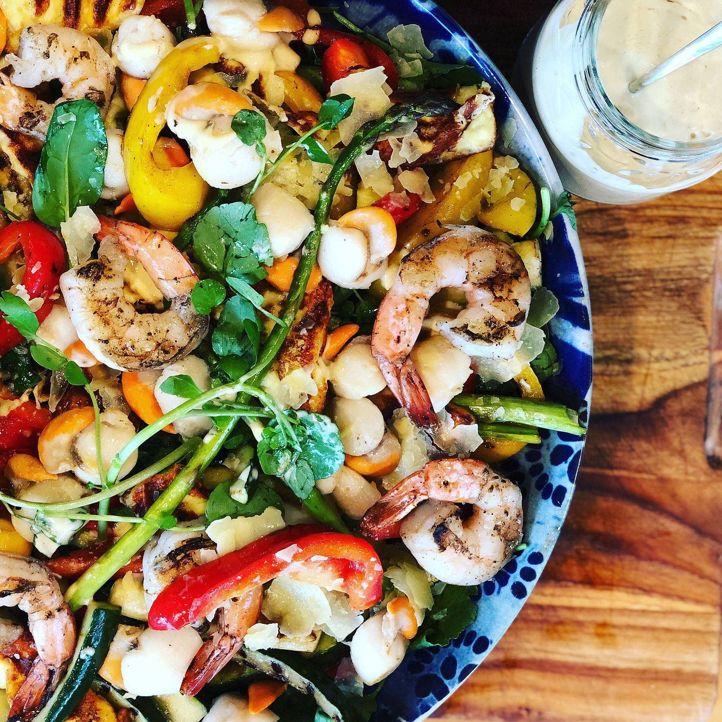 Char-grilled Veggies & Prawn and Scallop Salad