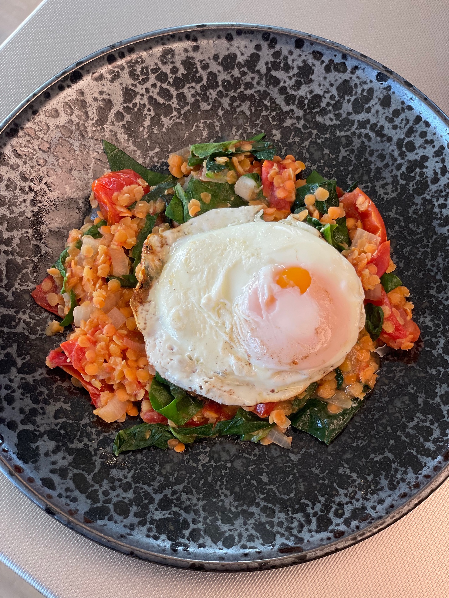 Red Lentils with Poached Eggs